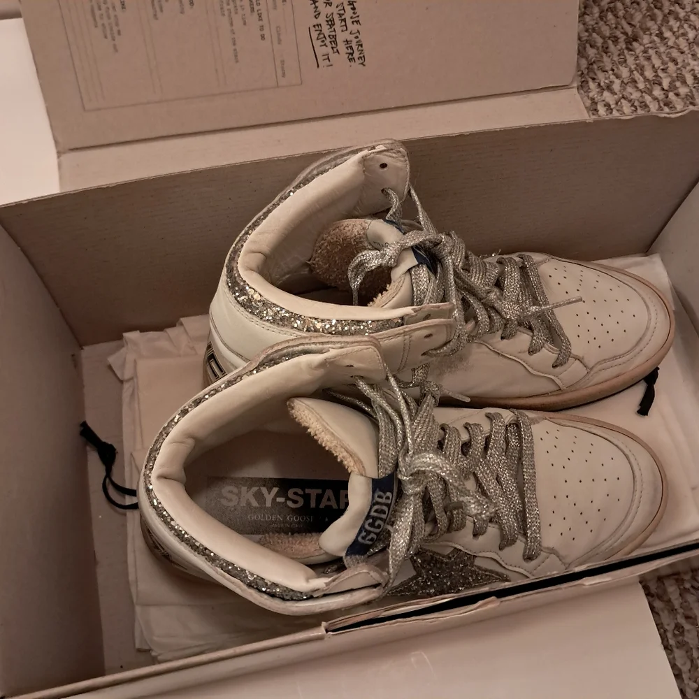 Golden Goose Sneakers Women's 38 8 Skystar High Top Leather Sequins Designer - Picture 15 of 16